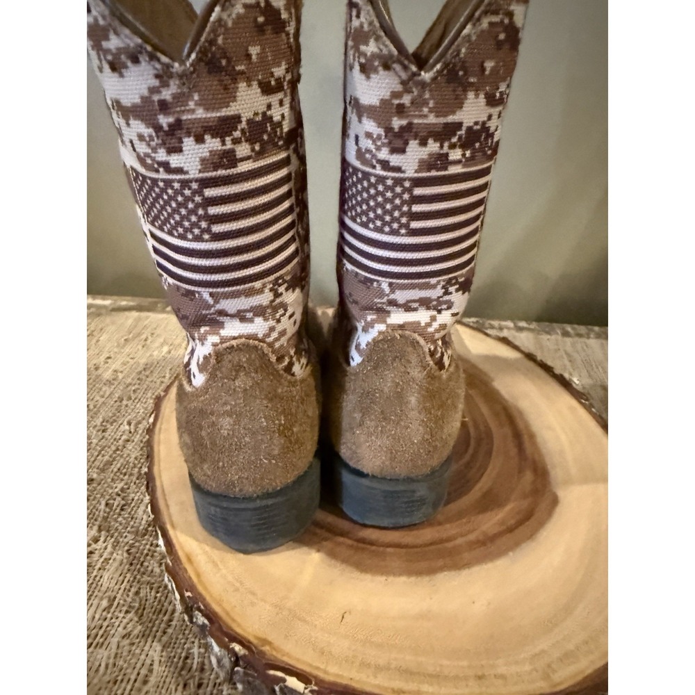 Ariat Kids Sport Patriot Western Boots Camo American Flag Brown Sz-11 - Picture 11 of 15